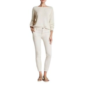Vince Military Raw Hem Stretch Twill Ankle Slim Pants Cream  Size 25